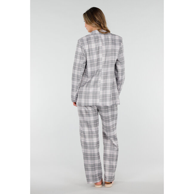 Grau-rosa karierter Blazer mit Schulterpolstern