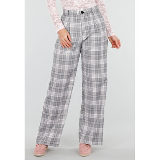 Graue karierte Hose mit geradem Bein