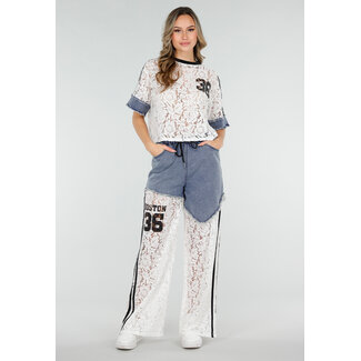 Weißes Spitzen-Jeansset