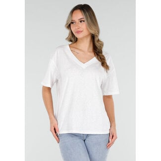 Weißes T-Shirt mit V-Ausschnitt