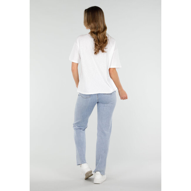 Weißes Basic-T-Shirt mit V-Ausschnitt