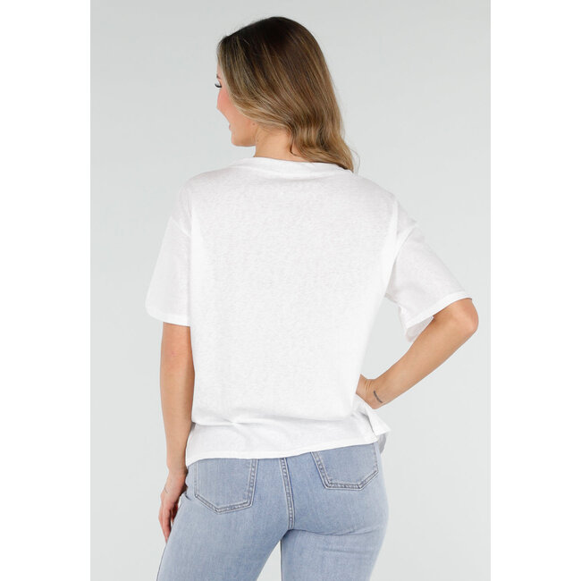 Weißes Basic-T-Shirt mit V-Ausschnitt