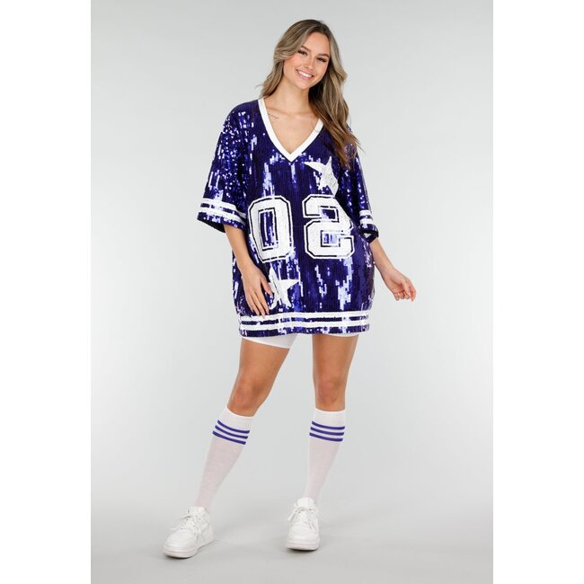 Blaues Dreamteam-Pailletten-Trikot