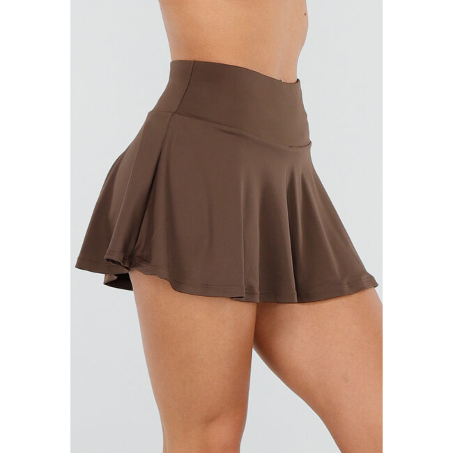 Brauner Stretch-Skort mit Innenhose und Taschen