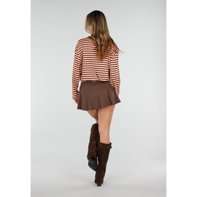 Brauner Stretch-Skort mit Innenhose und Taschen