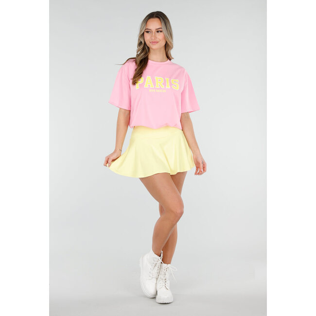 Gelber Stretch-Skort mit Innenhose und Taschen