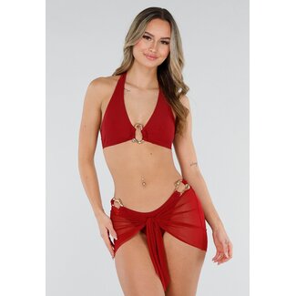 Bordeaux Bikini Set mit Wickelrock