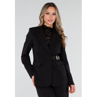 Schwarzer Blazer mit Gürtelschnalle