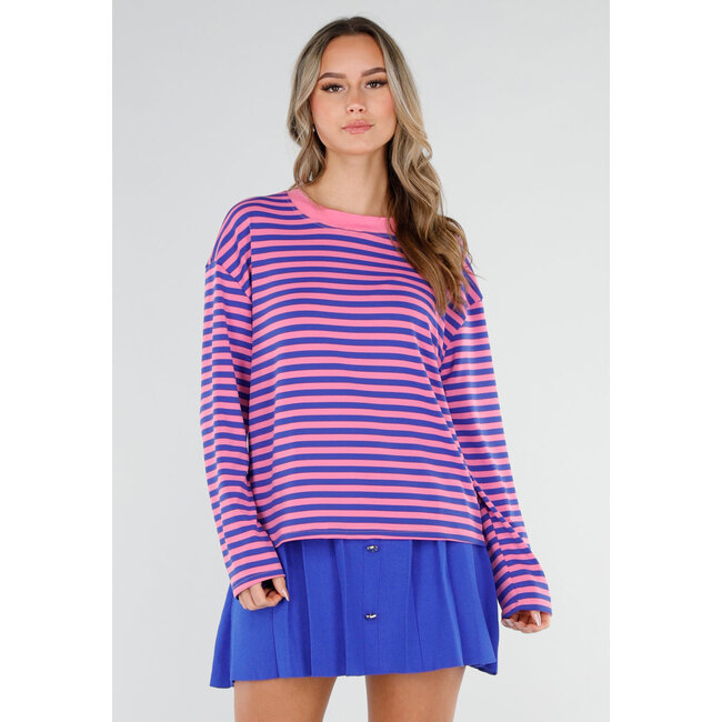 Pink and Blue Striped Long Sleeve