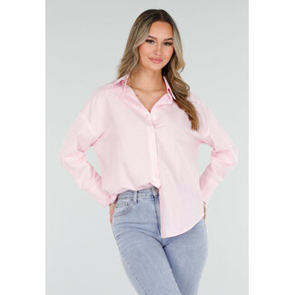 Pink Cotton Blouse with Button Closure