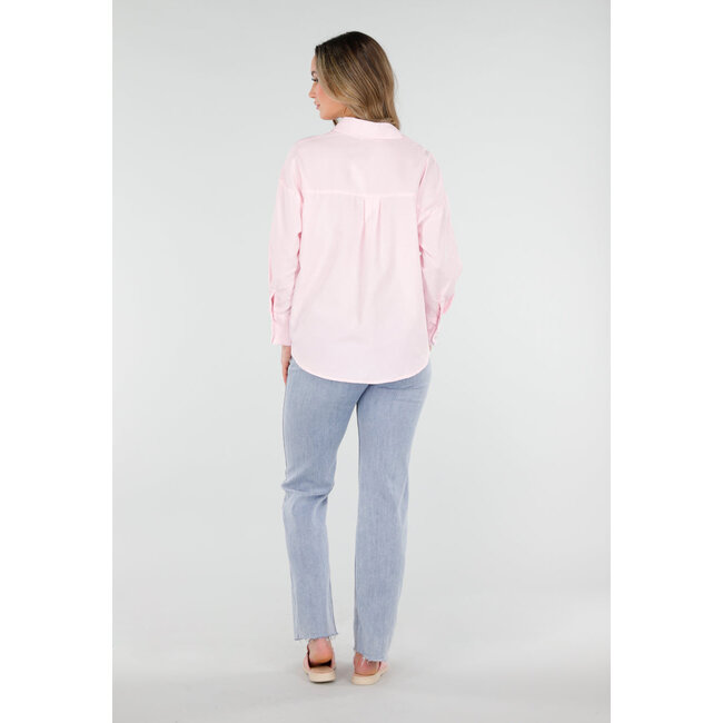 Hellrosa Baumwollbluse mit Knopfverschluss