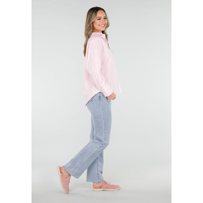 Hellrosa Baumwollbluse mit Knopfverschluss