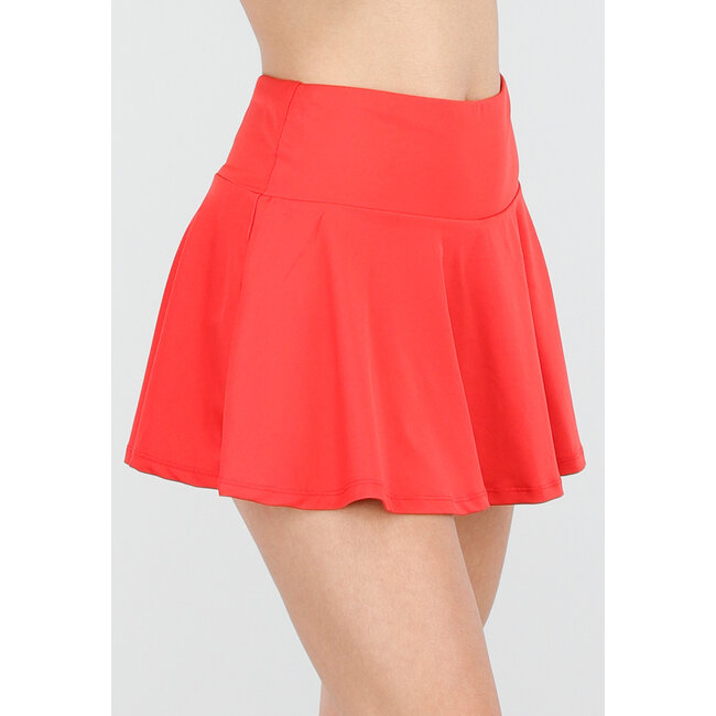 Roter Stretch-Skort mit Falten