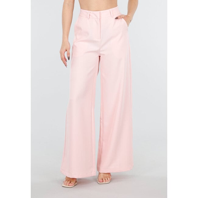 Hellrosa Hose mit hoher Taille und weitem Bein