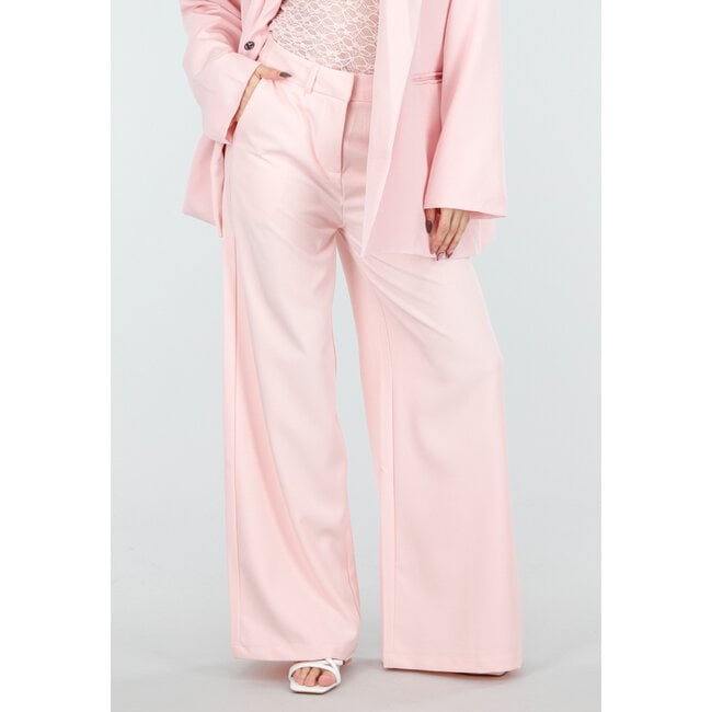 Hellrosa Hose mit hoher Taille und weitem Bein