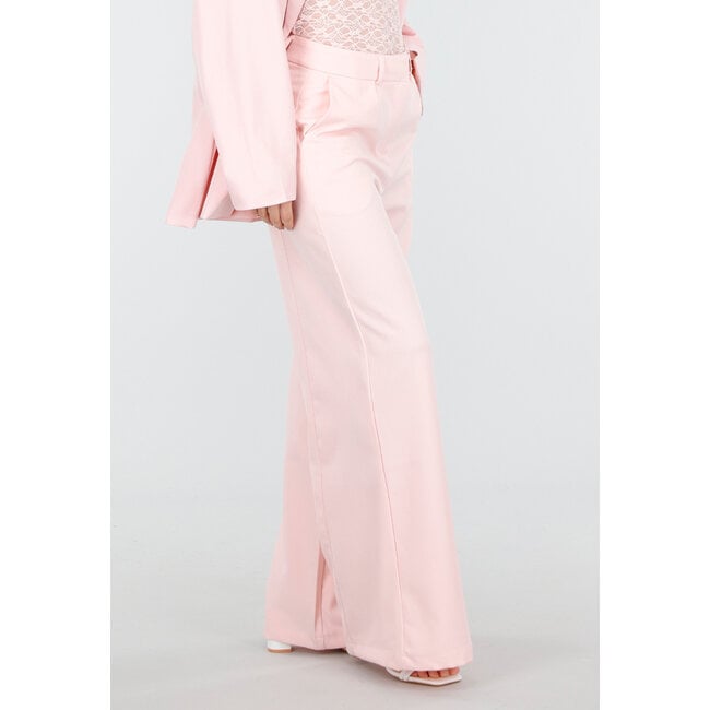 Hellrosa Hose mit hoher Taille und weitem Bein