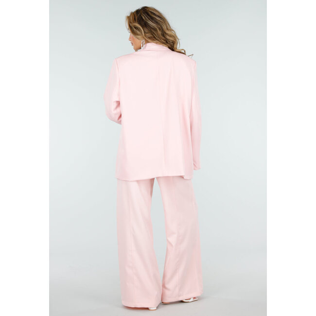 Hellrosa Hose mit hoher Taille und weitem Bein