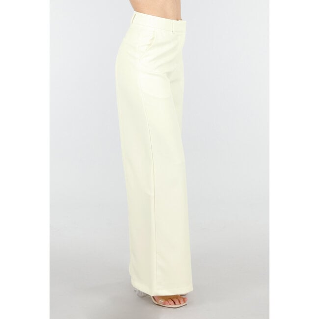 Hellgelbe Hose mit hoher Taille und weitem Bein