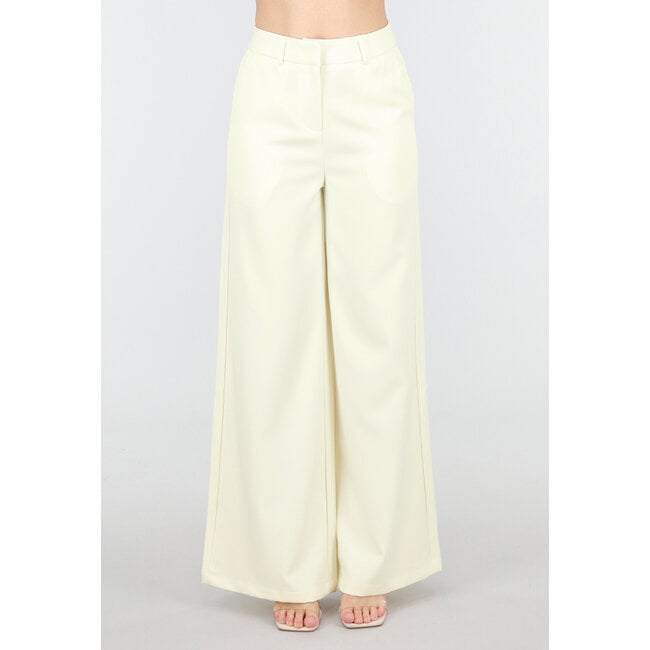 Hellgelbe Hose mit hoher Taille und weitem Bein