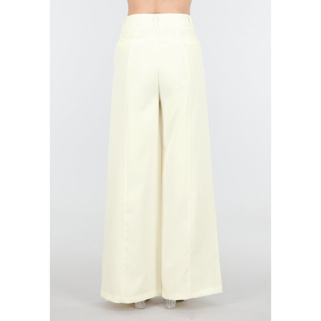 Hellgelbe Hose mit hoher Taille und weitem Bein
