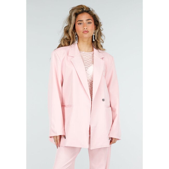 Hellrosa Oversized asymmetrischer Blazer