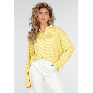 Gelb gestreiftes Polo-Langarmshirt