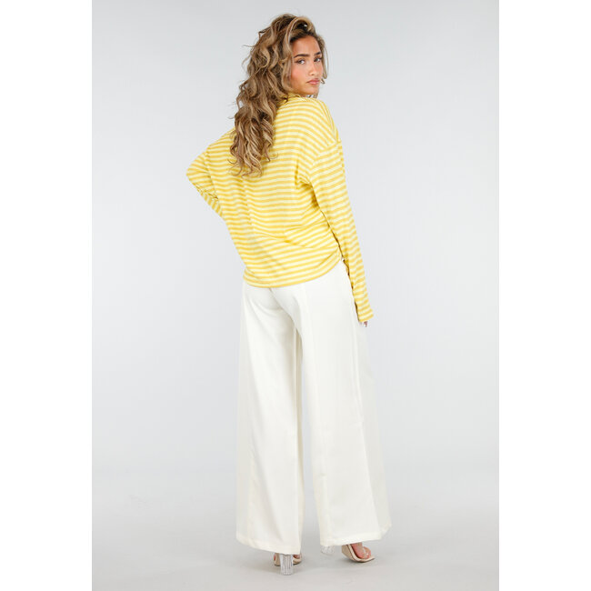 Butter Yellow Gestreiftes Polo-Langarmshirt