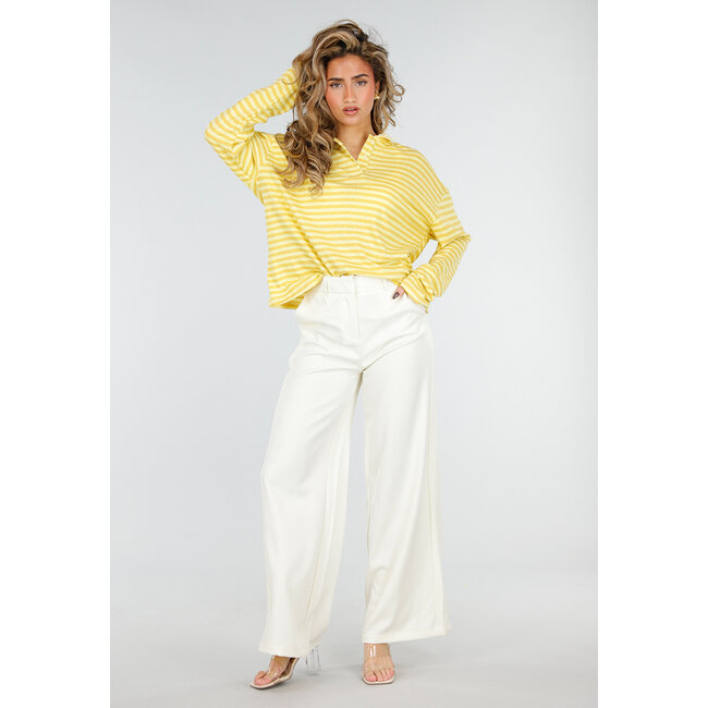 Butter Yellow Gestreiftes Polo-Langarmshirt