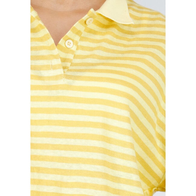 Butter Yellow Gestreiftes Polo-Langarmshirt