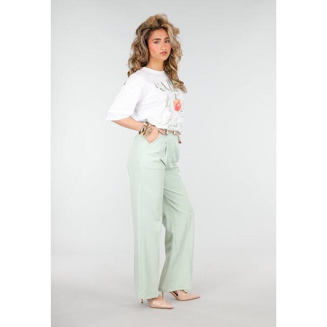 Mintgrüne Hose mit weitem Bein