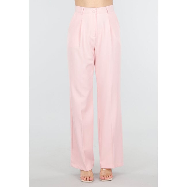 Hellrosa Hose mit weitem Bein und Falten