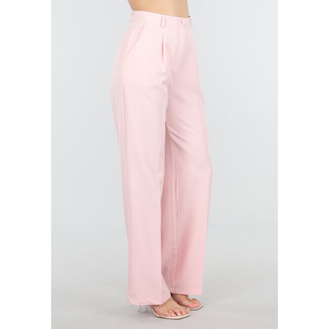 Hellrosa Hose mit weitem Bein und Falten