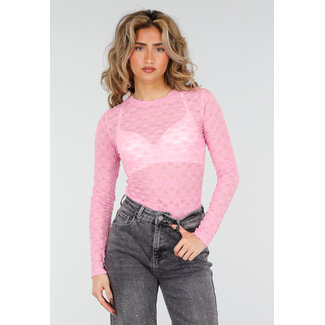 Rosa Mesh-Body mit langen Ärmeln