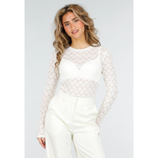 Beigefarbener Body mit langen Ärmeln und Stretchanteil