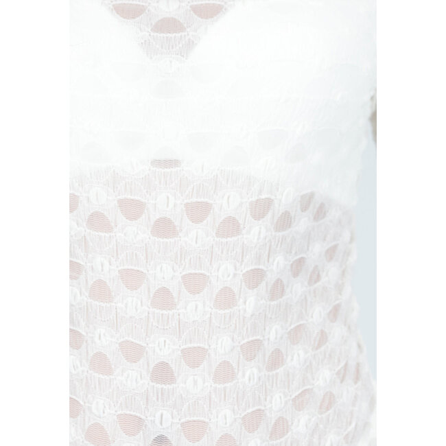 Beigefarbener Body mit langen Ärmeln und Stretchanteil