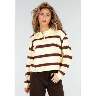 Gestreifter Polo-Pullover in Gelb und Braun