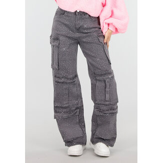 Graue Cargo-Hose mit Strasssteinen