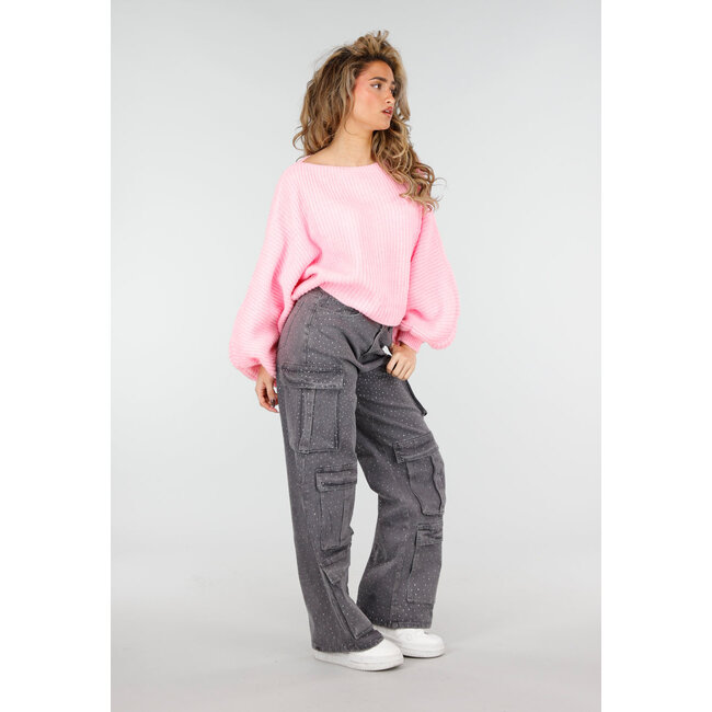 Graue Cargo-Hose mit Strasssteinen