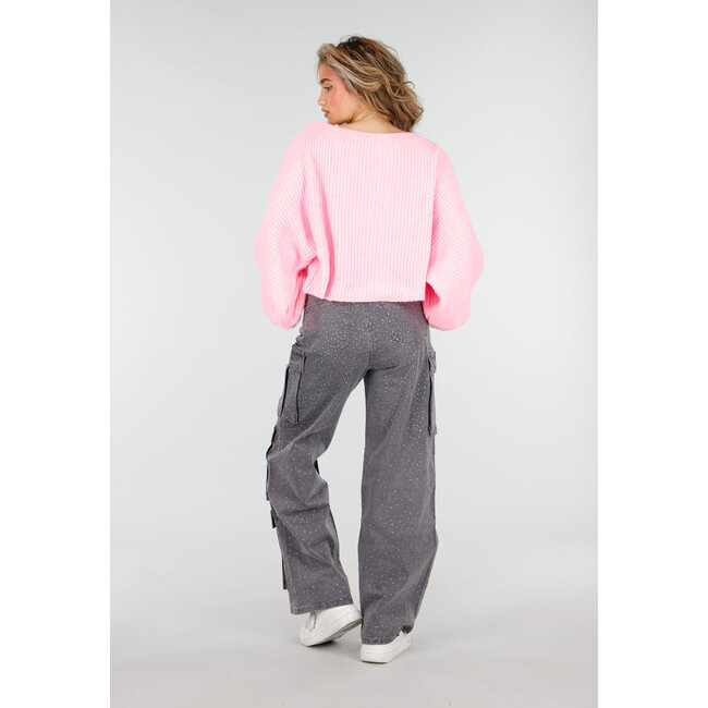 Graue Cargo-Hose mit Strasssteinen