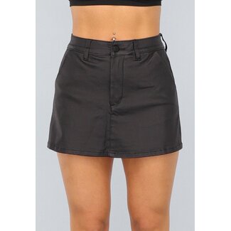 Redial Jeans Schwarzer Hosenrock in Lederoptik