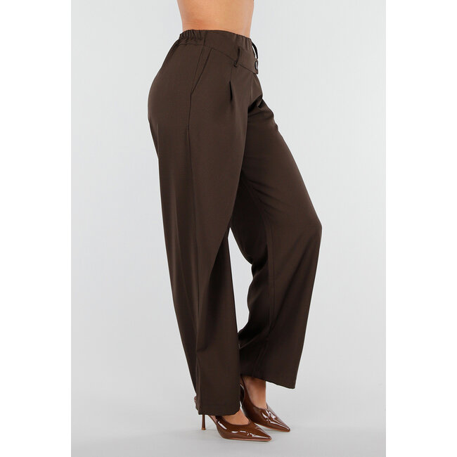 Braune Barrel-Hose mit Falten und Stretchbund
