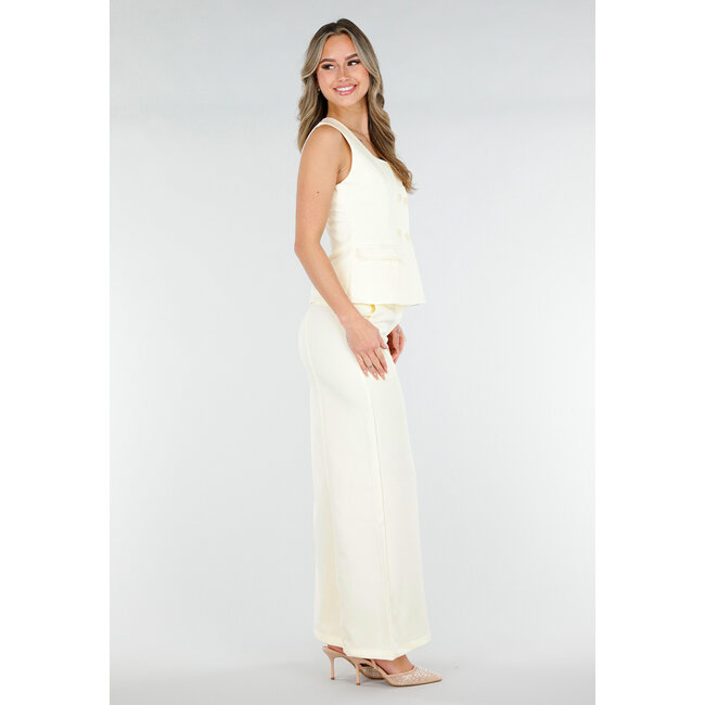 Pastellgelbes Gilet-Oberteil mit Knöpfen