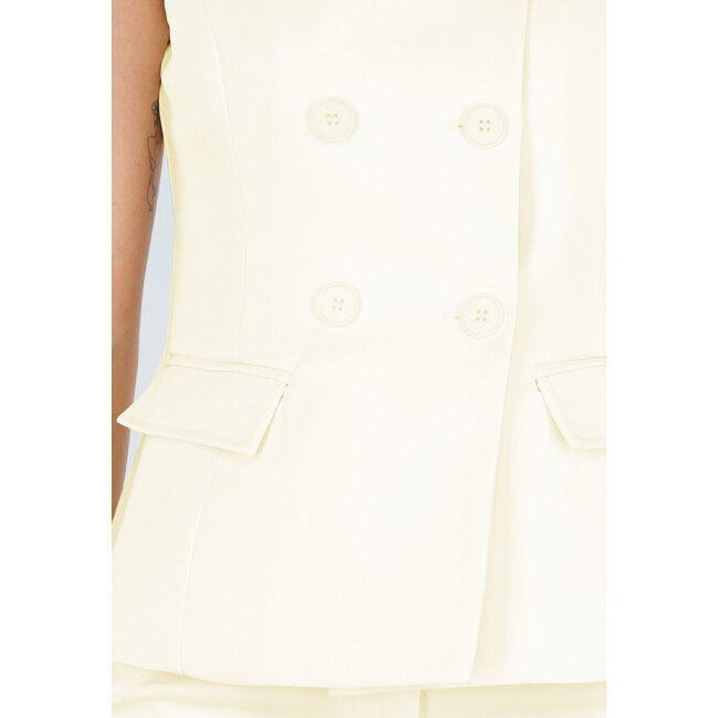 Pastellgelbes Gilet-Oberteil mit Knöpfen