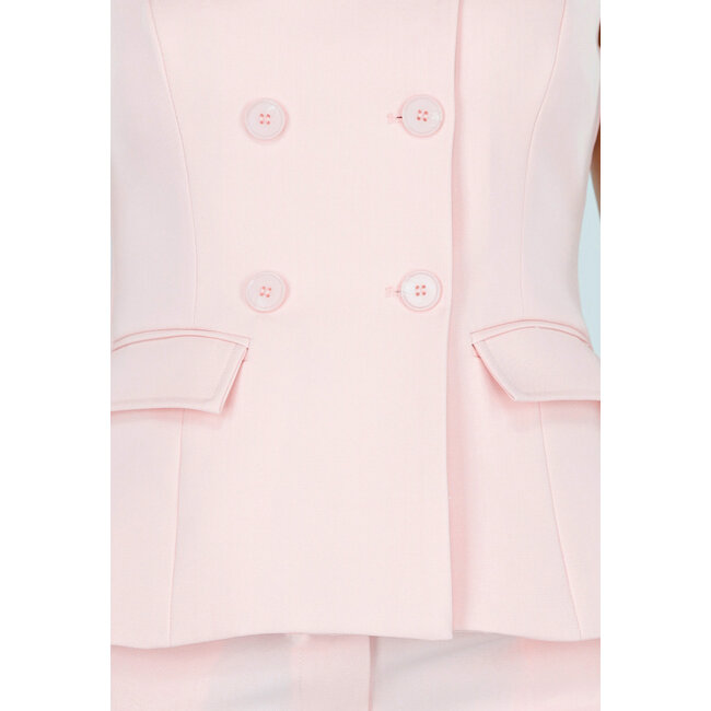 Powder Pink Sleeveless Blazer Top