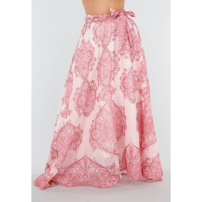 Rosa Maxirock mit Paisley-Print