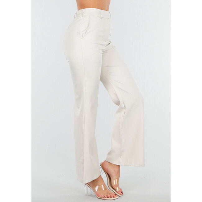 Beigefarbene Schlaghose mit elastischem Bund