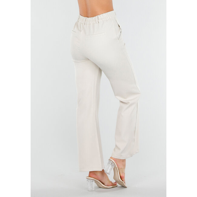 Beigefarbene Schlaghose mit elastischem Bund