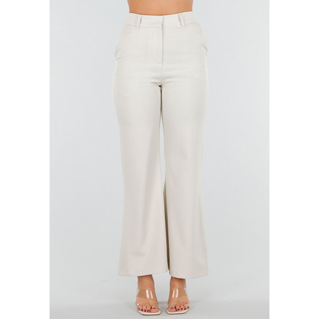 Beigefarbene Schlaghose mit elastischem Bund