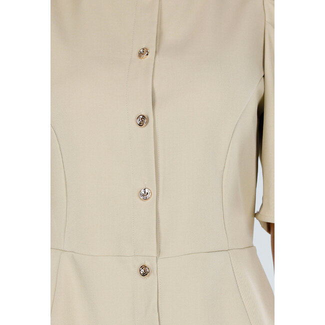 Beige Top mit Puffärmeln und Knöpfen