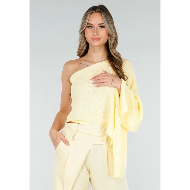 Buttergelbes One-Shoulder-Top